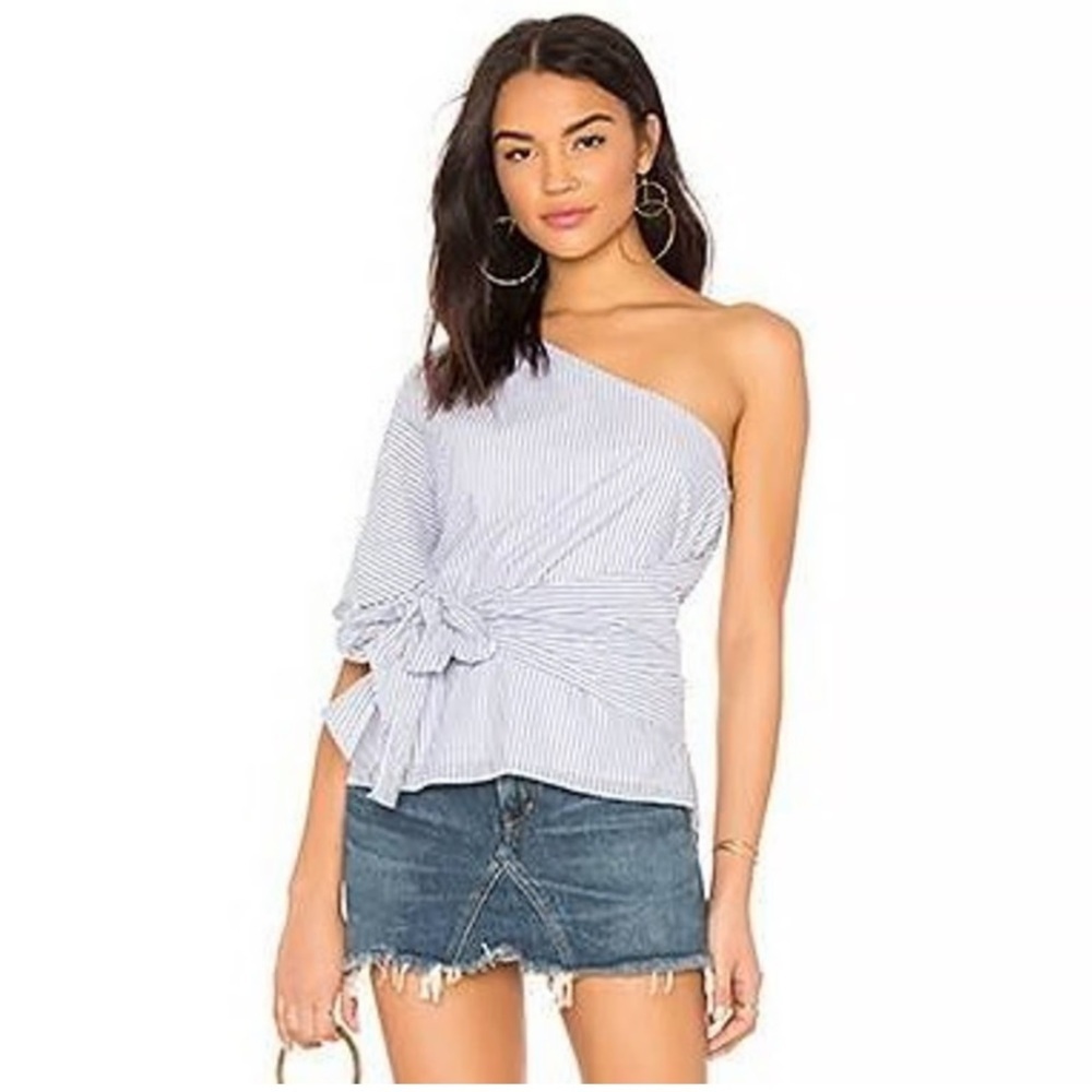 1 State Off The Shoulder Striped Top - Picture 2 of 9
